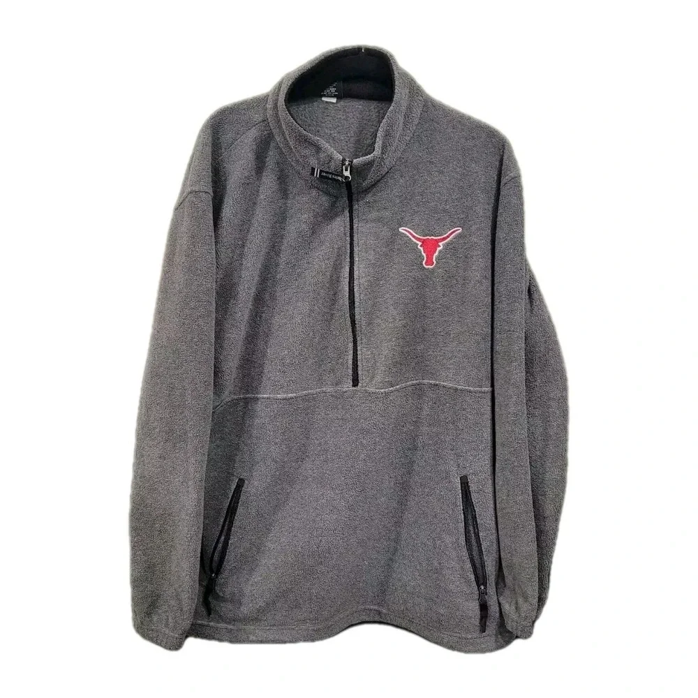 Texas Longhorns Fleece Pullover Men's 2XL‎ Gray 1/4 zip SEC Football